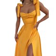 thumbnail image 2 of VISgogo Vestido largo para mujer, sin mangas, color sólido, dobladillo dividido, primavera, verano, informal, vestido de fiesta, SML VISgogo moda, 2 of 9