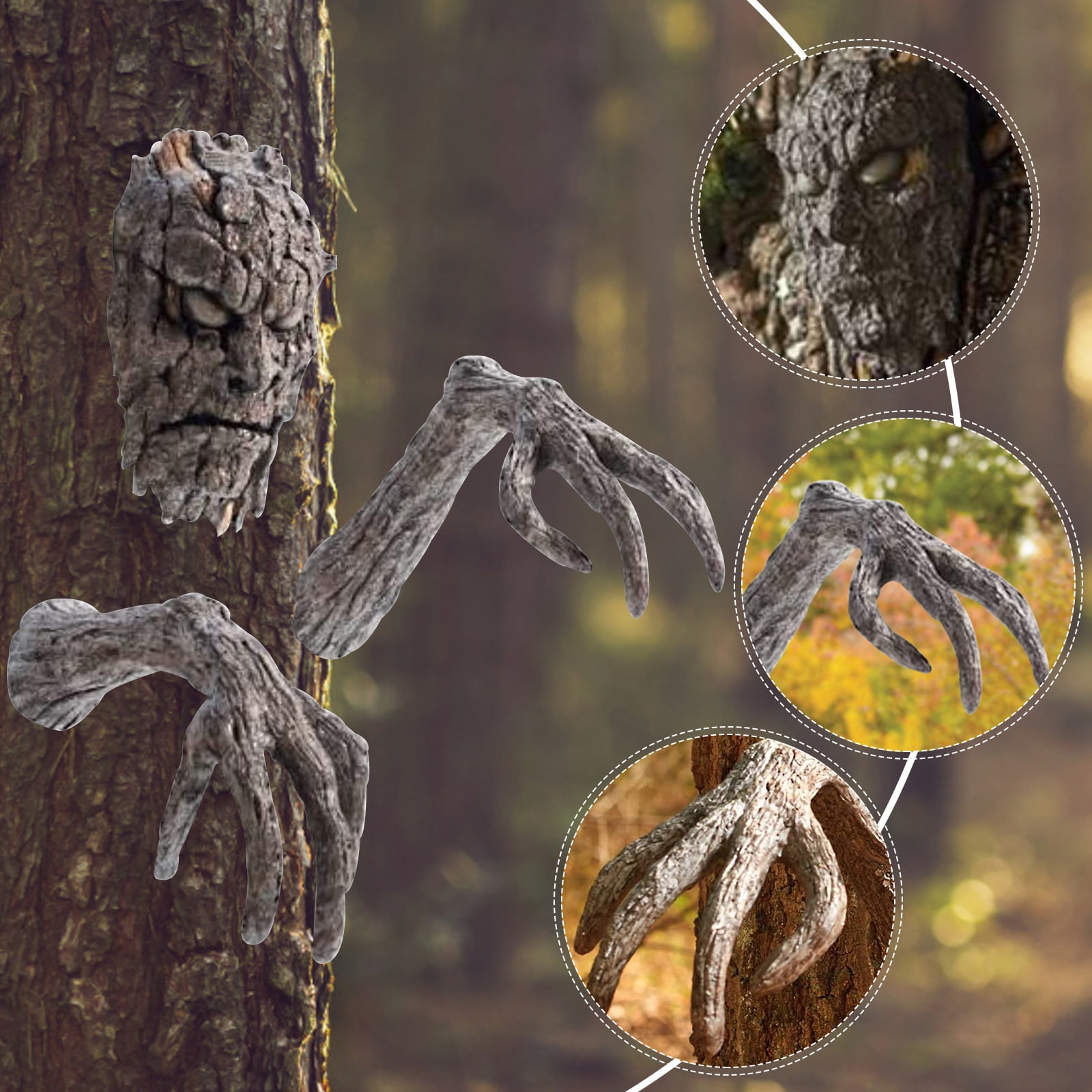 BLEEUS Tree Bark Face Halloween Outdoor Garden Statue Sculpture Decor Halloween Essential