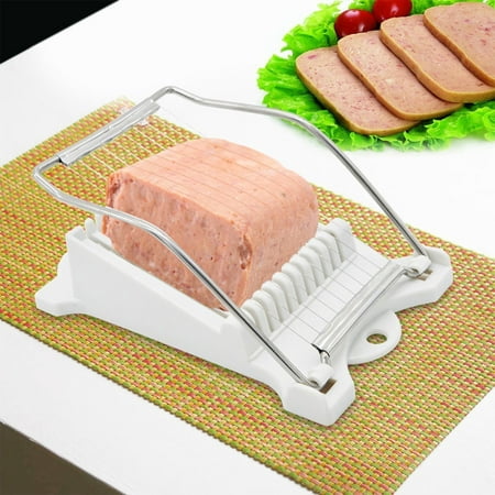Jeobest 1PC Luncheon Meat Slicer - Stainless Steel Durable Luncheon Meat Slicer Cheese Slicer Boiled Egg Slicer Fruit Slicer Soft Food Slicer Sushi Cutter Canned Meat Slicer with 10 Cutting Wire (Best Way To Keep Fruit Fresh After Cutting)