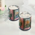 thumbnail image 2 of Yayeee 2 Pack Qtip Holder Bathroom Cotton Swab Canister with Lid Clear Dispenser Set, Green Window Sea, 2 of 6