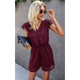 thumbnail image 4 of Women's Rompers-Summer Deep V Neck Wrap Floral Polka Dot Short Sleeve Beach Short Jumpsuit, 4 of 6