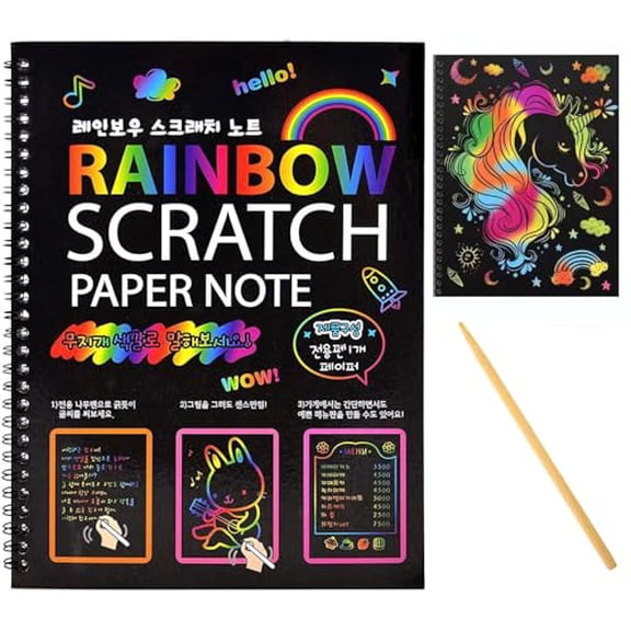 Scratch Art Books for Kids,Scratch Art Paper Rainbow Magic Scratch Art Note Books for Children,Colored Scratch Art Notebooks with Wooden Pen Children's Day Best Gifts
