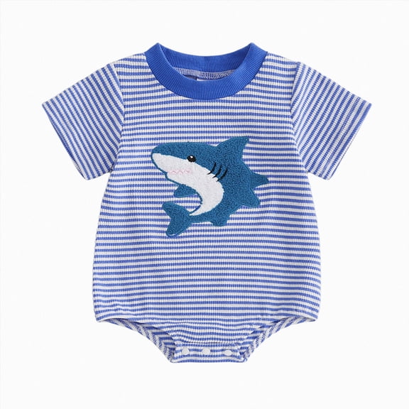 KPOPLK Infant Baby Clothes Boy Cute Cartoon Print for 0 3 6 9 12 18 24 36 Months Baby Funny Bodysuit Jumpsuit Newborn Onesie Outfits(0-3 Months,Blue)