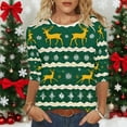 thumbnail image 2 of Oksale Cute Deer Graphic Tops for Women Plus Size Round Neck Shirts Loose 3/4 Length Sleeve Blouses Lightweight Soft Comfy Top Fall Festival Clothing 2025 Green L, 2 of 7