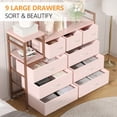 thumbnail image 2 of Garvee 9-Drawer Dresser Chest of Drawers with Power Outlets for Bedroom Living Room,Metal Frame & Fabric Drawer Storage Organizer Wood Top Cabinet for Entryway,Hallway,Closet,Nursery,Pink, 2 of 7
