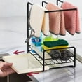 thumbnail image 5 of Dengmore Kitchen Caddy Rack Dishcloth Drying Storage Rack Kitchen Rag Stand Dish Drainers Sink Caddy Sponge Holder Dish Drying Kitchen Supplies Storage Organizer for Kitchen Countertop, 5 of 9
