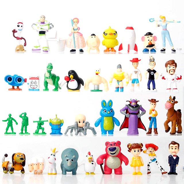 Disney-figuras de acción de Toy Story 4, Woody, Buzz Lightyear, 3-5cm, 36 piezas, versión Q, Mini muñecas, juguetes para niños, modelo para regalo