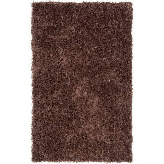 SAFAVIEH Glen Solid Plush Shag Area Rug, Chocolate, 6' x 6' Round