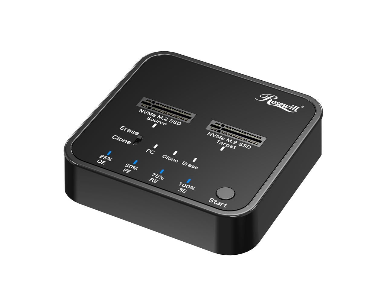 Rosewill RS-N2-CLE USB3.2 Gen2x2 Type-C M.2 NVMe Drive Duplicator, SSD Cloner/Copier/Eraser, Tool-Free, USB-C 3.2 20Gbps,  Supports Offline Clone & Erase
