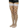 thumbnail image 3 of ToBeInStyle Women's Multi Fence Net Lace Trim Stocking w/ Silicon Grip Accessory - One Size - White, 3 of 7