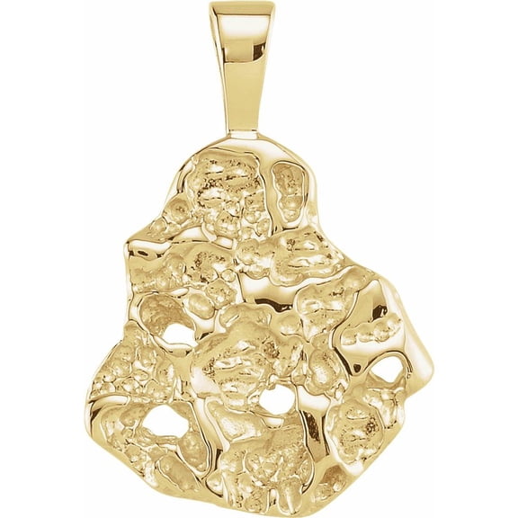 Men's 14k Yellow Gold Nugget Pendant Fine Jewelry for Men Gifts for Him (28x18.2mm)