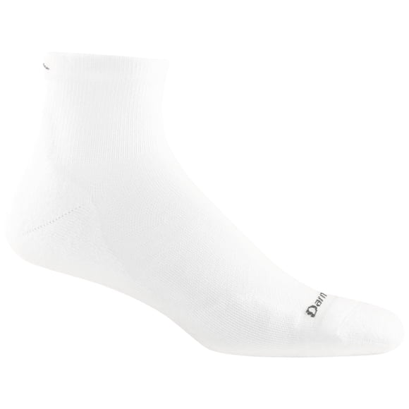 Darn Tough Hommes Course 1/4 Ultra-Léger avec Coussin - Chaussettes en Laine Mérinos Blanc Moyen pour la Course à Pied