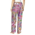 thumbnail image 3 of Picia Peace Love and Dove Flower Power Womens Soft Woven Cotton Elastic Waistband Sleep Pajama Pant Lounge Sleep Pant With Pockets And Drawstring-Small, 3 of 9