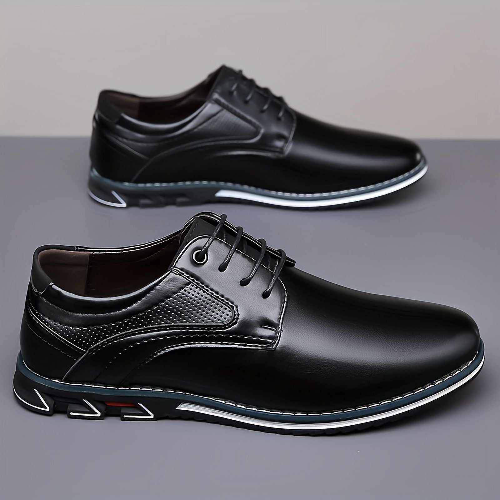 KINODAY Size Men's Solid Colour Derby Shoes Plain Toe Comfy
