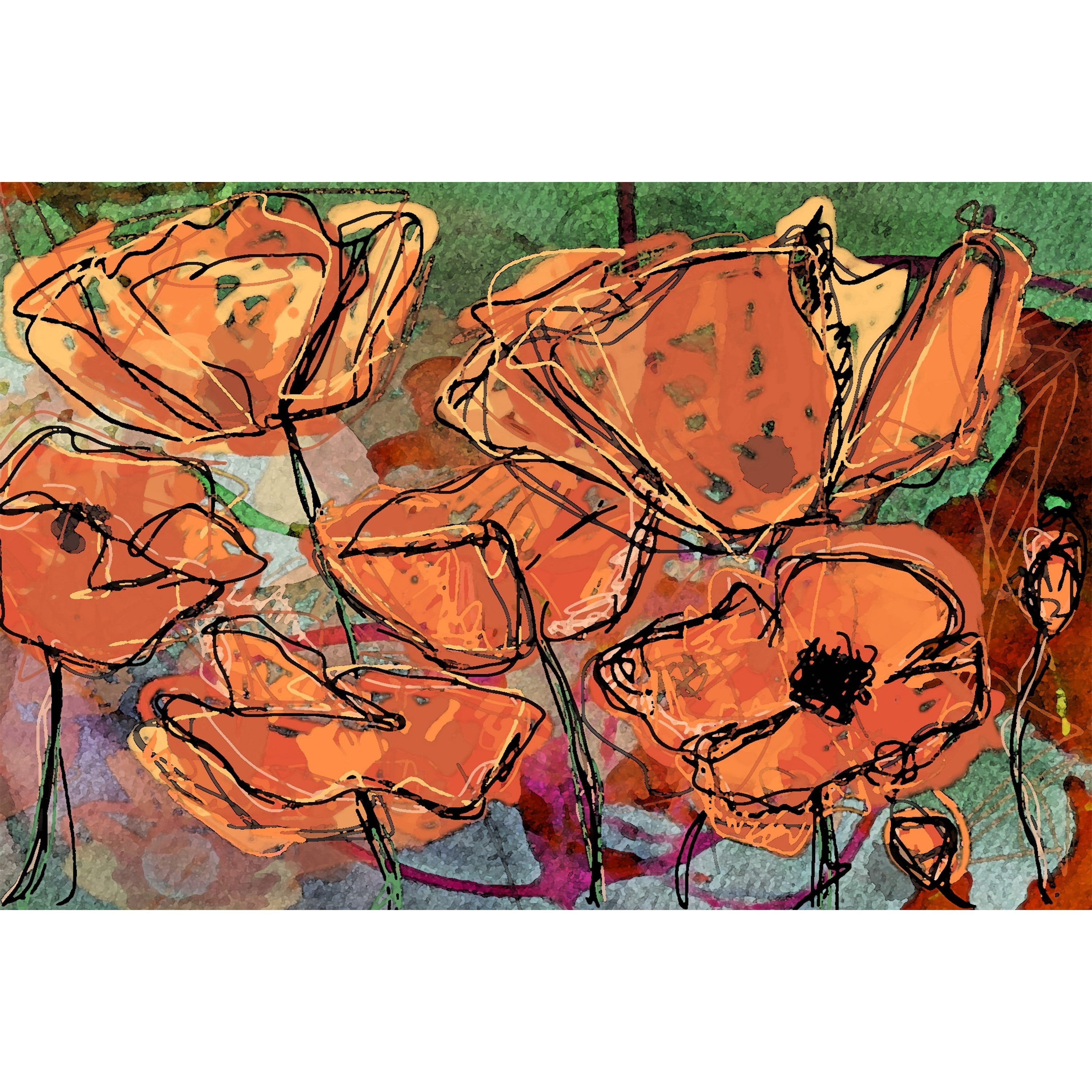 Sketch Cadmium Orange Painting Print on Wrapped Canvas