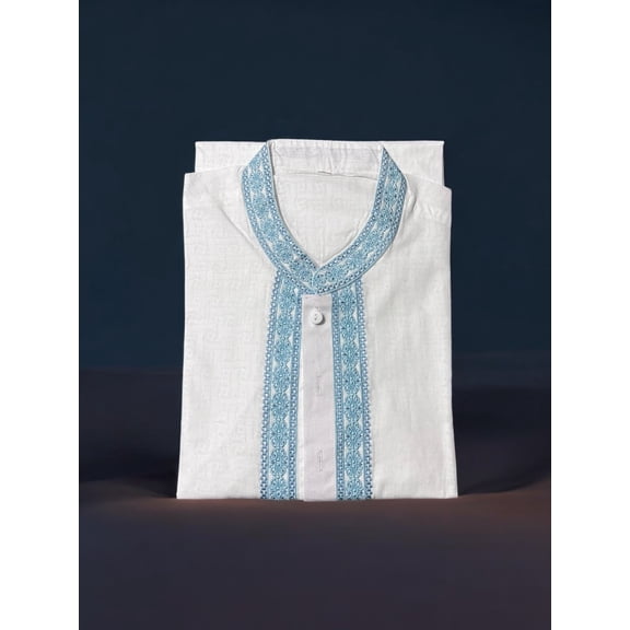 Traditional Men's White Cotton Kurta, Cultural Wear for Men,210