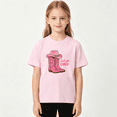 thumbnail image 2 of Pink Cowgirl Boots Girls Graphic Tee, Cute Western Country 100% Cotton Kids Short Sleeve T-Shirt, 2 of 5