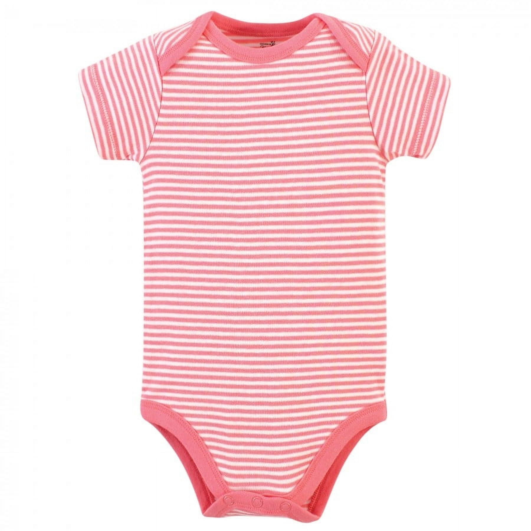 Touched by Nature Baby Girl Organic Cotton Bodysuits 5pk, Rosebud, 12-18 Months