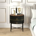 O&K FURNITURE Black End Table with 2Drawer, Sofa Side Table with X