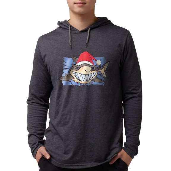CafePress - Christmas Shark Long Sleeve T Shirt - Mens Hooded Shirt