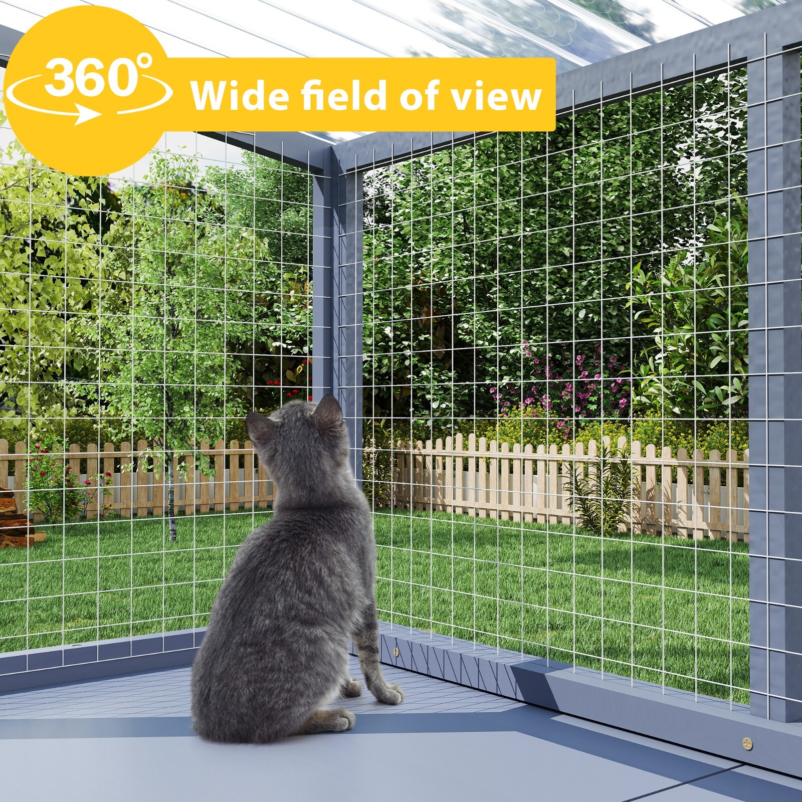 LINJH Window Catio, Catio Outdoor Cat Enclosure Window Box, Wooden Cat Window Perch