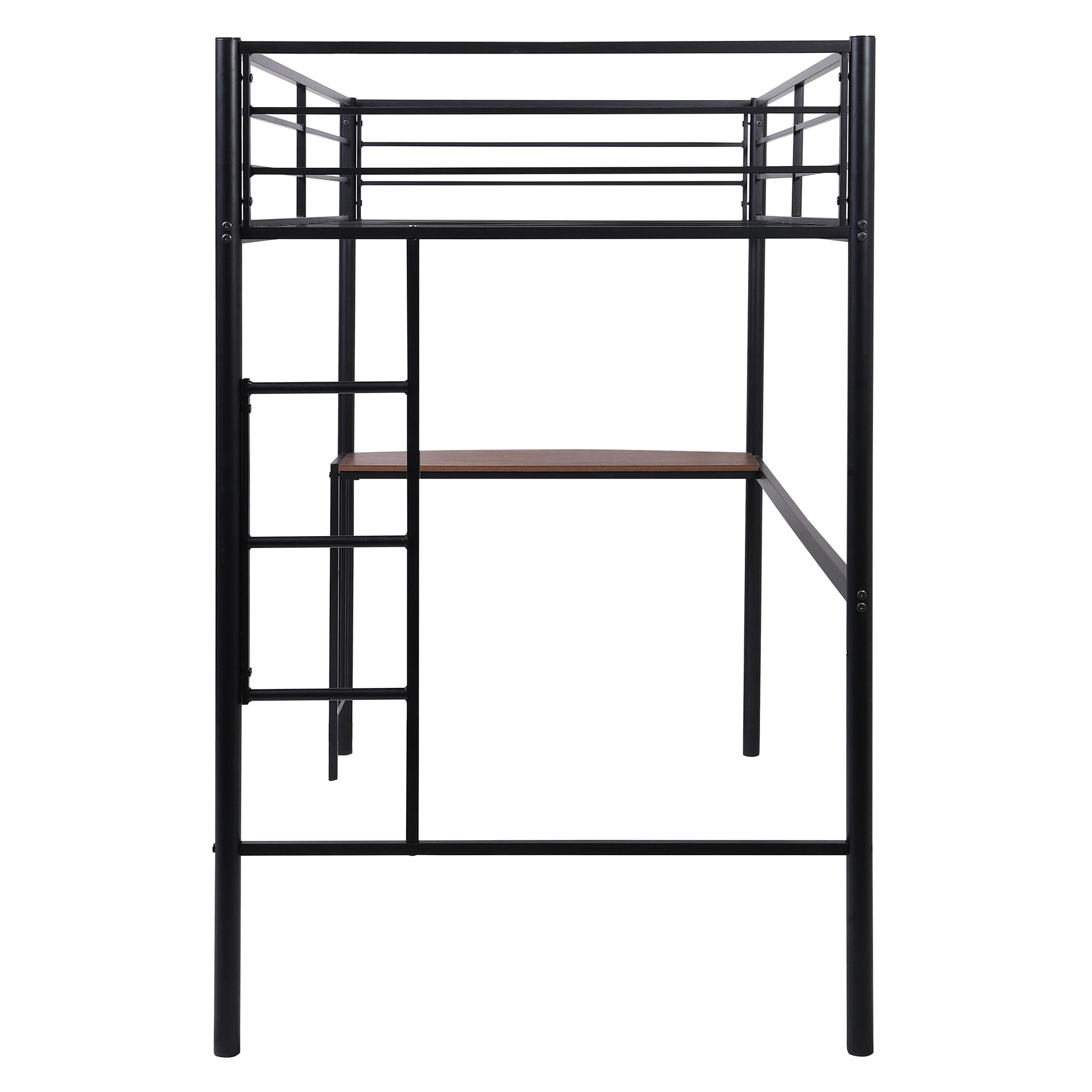Kepooman Twin Size Metal Loft Bed with Desk & Ladder & Guardrails for Bedroom Dorm, Black Kepooman Twin Size Metal Loft Bed with Desk & Ladder & Guardrails for Bedroom Dorm, Black