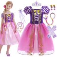 thumbnail image 2 of Vestido de Rapunzel para niña, disfraz de princesa enredada para bebé, Halloween, Cosplay, Navidad, Carnaval Fivean unisex, 2 of 2