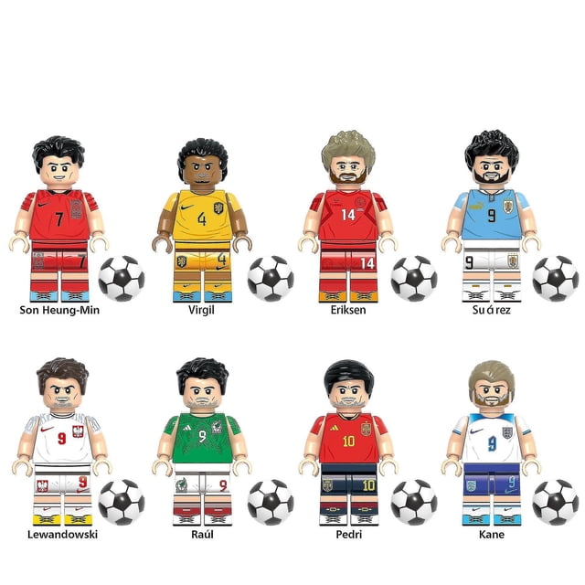 World Cup Soccer Stars Figures Building Blocks Kids Toys 4.5cm Set Of 8