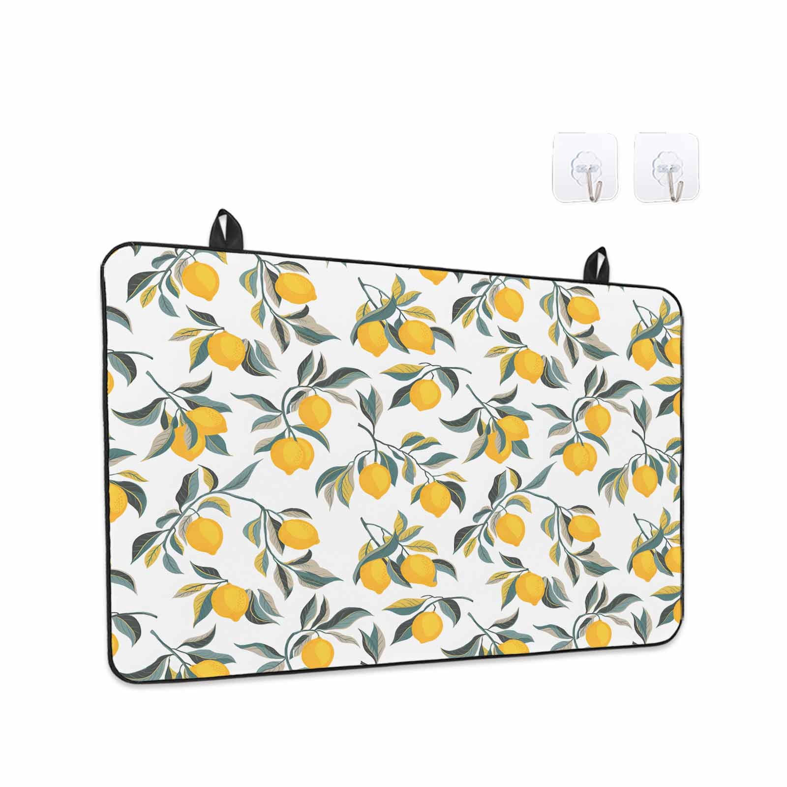 Lemon Leaves Stove Top Cover for Electric Stove, Heat-proof & Non Slip Glass Top Stove Cover Protector, Summer Botanical Kitchen Flat Cooktop Rubber Mat 24x21 Inches