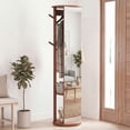 thumbnail image 2 of Costway Full Length Mirror Coat Rack Solid Wood Standing Mirror w/Clothes Hanger  Walnut, 2 of 10