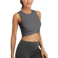 thumbnail image 3 of Outfmvch Crop Tops for Women Sanutch Crop Workout Cropped Shirts Dance Slim Fit Womens Tops Crop Tops Dark Gray, 3 of 6