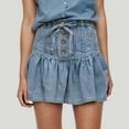 thumbnail image 2 of HXWCHs Denim High Waist A Line Pleated Mini Skirt for Women Casual Summer Versatile Skirt Blue S, 2 of 4