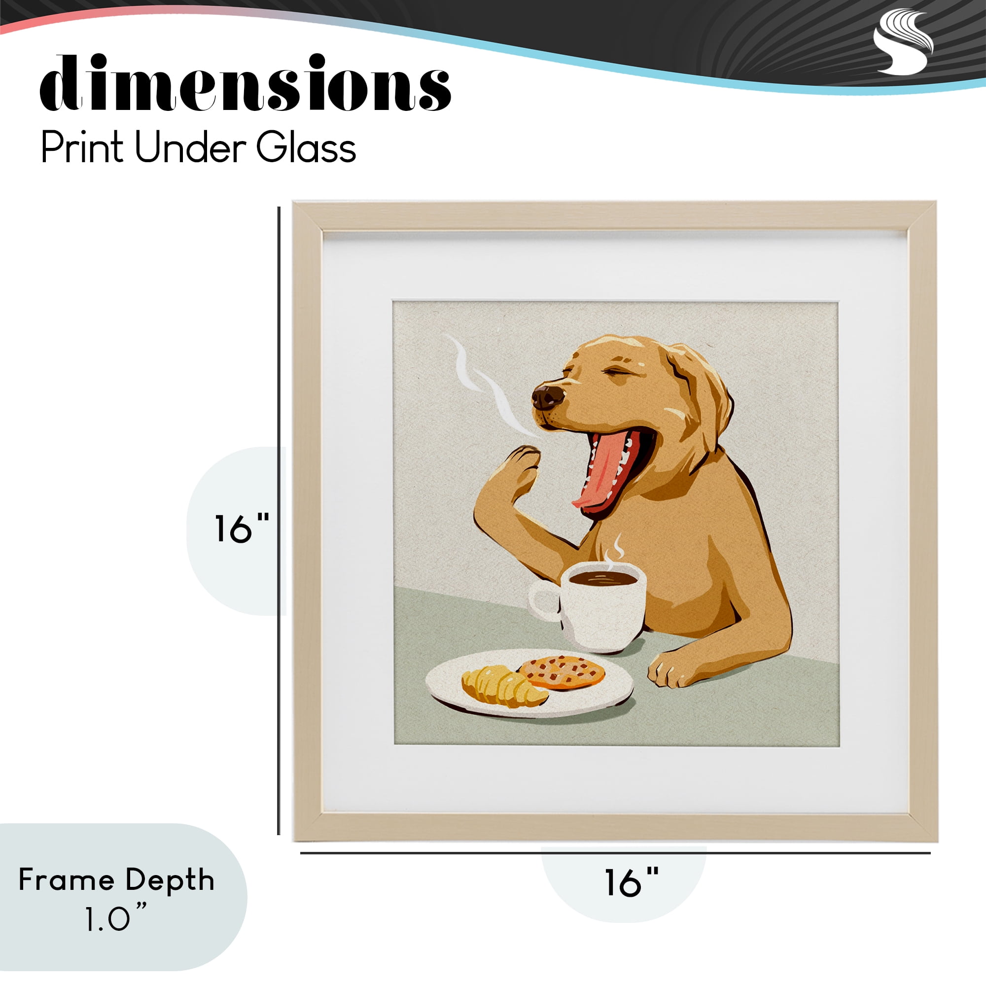 Stupell Industries Yawning Dog Morning Coffee Birch Framed Print Under Glass, design by Ziwei Li