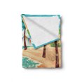 thumbnail image 2 of Tropical Soft Flannel Fleece Blanket, Cartoon Seascape Summer with Trees Caribbean Nursery Summer Vacation Design, Cozy Plush for Indoor and Outdoor Use, 50" x 60", Peach Sea Green, by Ambesonne, 2 of 6
