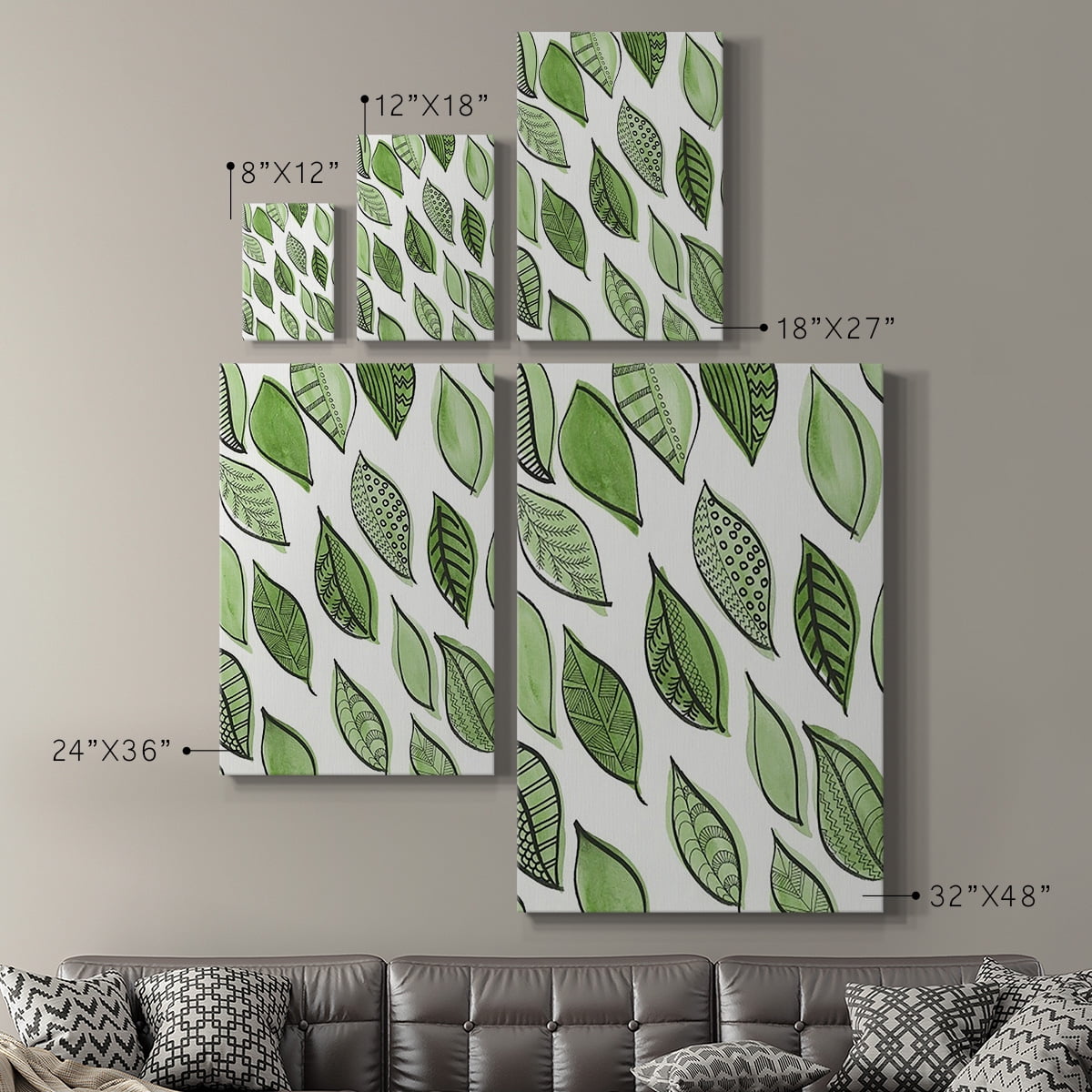 Patterned Leaf Shapes IV Premium Gallery Wrapped Canvas - Ready to Hang