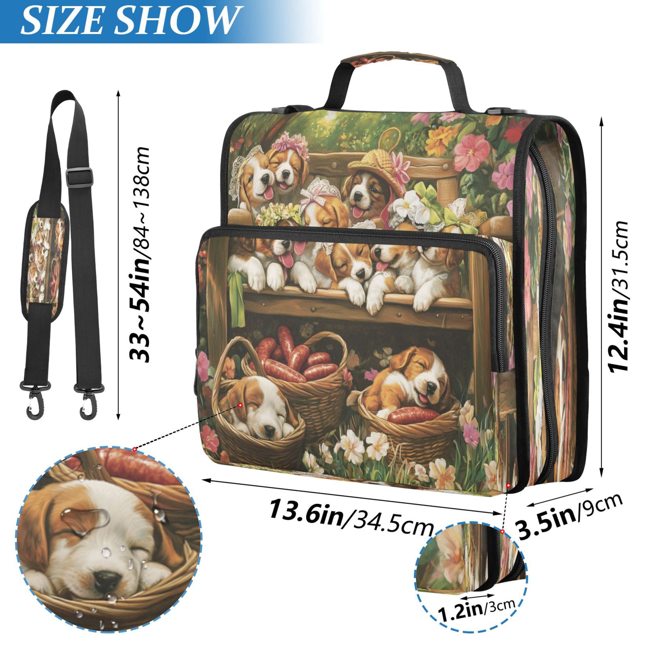 YAZAOO Zipper Binder trapper keeper Documents Organized Design Puppy Playdate in Bloom Printed