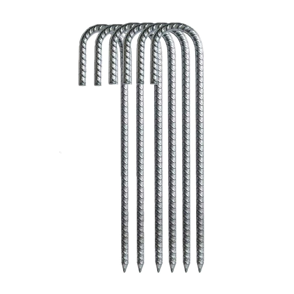 CEORPER 4 Pcs J Hook Ground Nails Thick Camping Tent Stake Peg Rustproof Durable