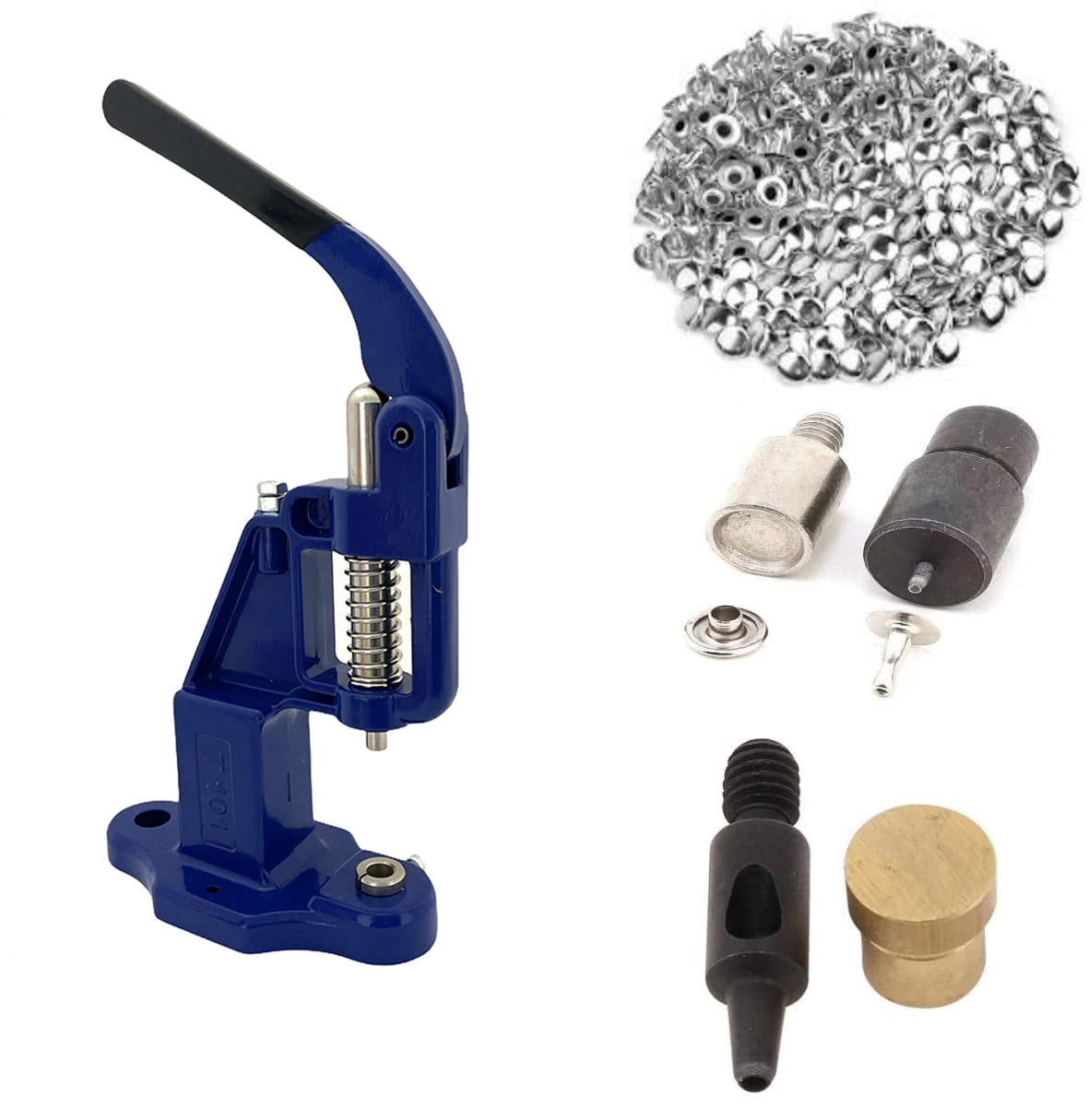 9mm Rivets Kit (1000 pcs) with Hand Press Machine, Dies and Hole Punch