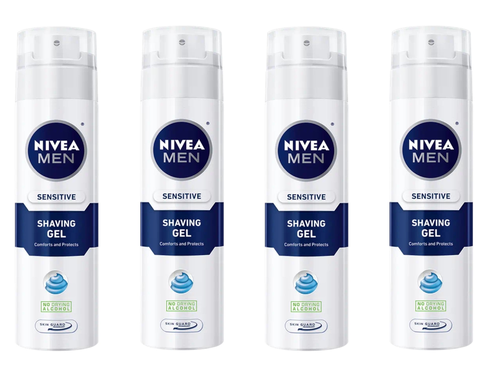 4 Pack Nivea For Men Shaving Gel, Sensitive, 7oz Each