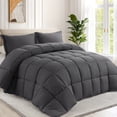 thumbnail image 2 of INGALIK Luxury Hotel-Style 3-Piece Full Comforter Set, Hypoallergenic Quilted Down Alternative, All-Season Duvet Insert, Machine Washable, Corner Tabs, (Gray, 82x86 inch), 2 of 10
