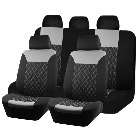 Autoking Cover Polyester Car Seat Covers Universal Size Sporty Design Seat Cushion Fit for Most Car Suv Truck Van Car Accessories Interior Gray