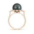 thumbnail image 2 of ANGARA Tahitian Cultured Pearl Ring with Trio Diamonds in 14K Rose Gold for Women | June Birthstone, Birthday, Anniversary, Jewelry Gift for Women | Pearl Ring, 2 of 8
