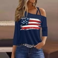 thumbnail image 2 of July 4Th Outfit Women, Summer Casual Cold Shoulder Of Sexy Short Sleeve T-Shirt Top Tank For Women Tank Tops Shirts American Flag Tank Top Shirt Womens Shirt Outfit (M, Navy) ZMTing, 2 of 4