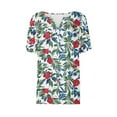 thumbnail image 6 of Kctiaxy Short Sleeve Shirts for Women Hawaiian Printed V-Neck Shirt Fashion Casual Beach Button Collared Pullover Floral Summer Tops, 6 of 6