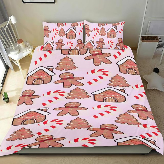 Hombre de Pan de Jengibre Conjunto de sábanas temático, trío de piezas, cómodo y amigable con la piel, diseño único, regalo de decoración para el hogar para familiares, amigos y fans,135cm *200cm