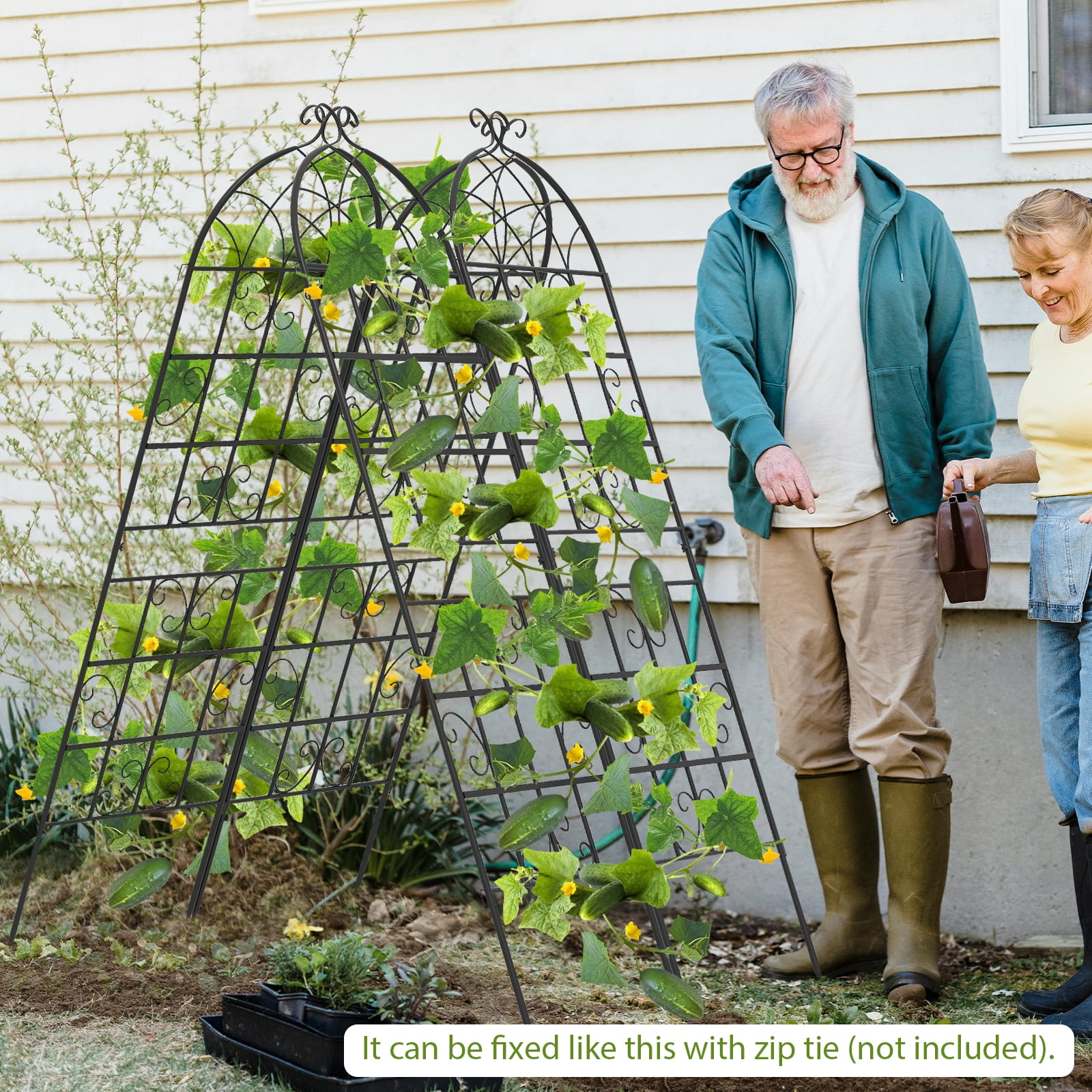 Patiojoy Metal Garden Trellis for Climbing Plants 2 Pack Fence Trellis Panels 71�� Tall Retro Style Cucumber Trellis