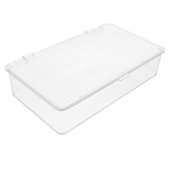 HEANUJJ Clear Plastic Utensil Bin with Lid, Cutlery and Flatware Storage Organizer Box, 1 Pack for Kitchen Drawers, and Dining
