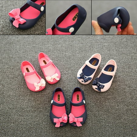 Infant Baby Girls Kids Princess Non-Slip Plastic Bow Summer Buckle Shoes
