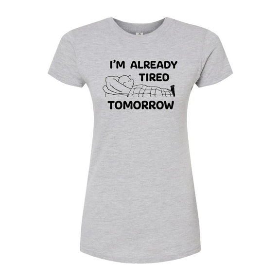 Peanuts - Tired Tomorrow - Juniors Fitted Graphic T-Shirt