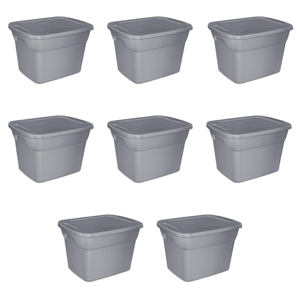 Sterilite 18 Gal. Tote Box Recycled Gray Case of 8